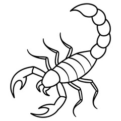 Minimalist Scorpion Line Art with Curved Pincers and Tail