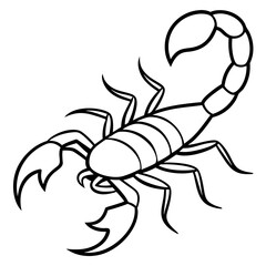 Minimalist Scorpion Line Art with Curved Pincers and Tail