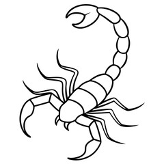 Minimalist Scorpion Line Art with Curved Pincers and Tail