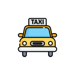 Taxi Icon Vector. Lineal or Linear Color.