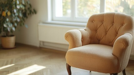 Cozy Chair in a Warmly Decorated Room, Perfectly Capturing Comfort and Style in Interior Design Settings