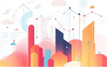 Abstract Cityscape with Geometric Shapes and Lines