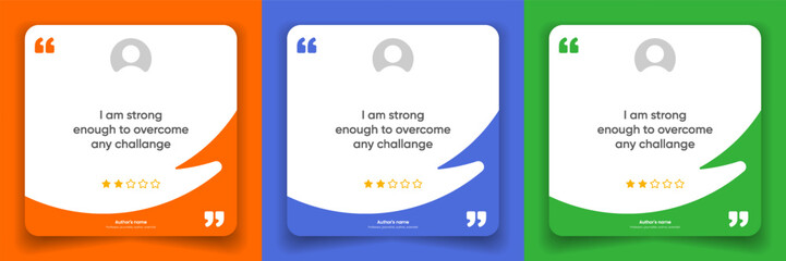 3D bubble testimonial banner, quote, infographic. Social media post template designs for quotes. Empty speech bubbles, quote bubbles and text box. Vector Illustration EPS10.