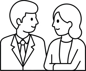 Business Discussion Icon with Two People Vector Illustration for Professionals
