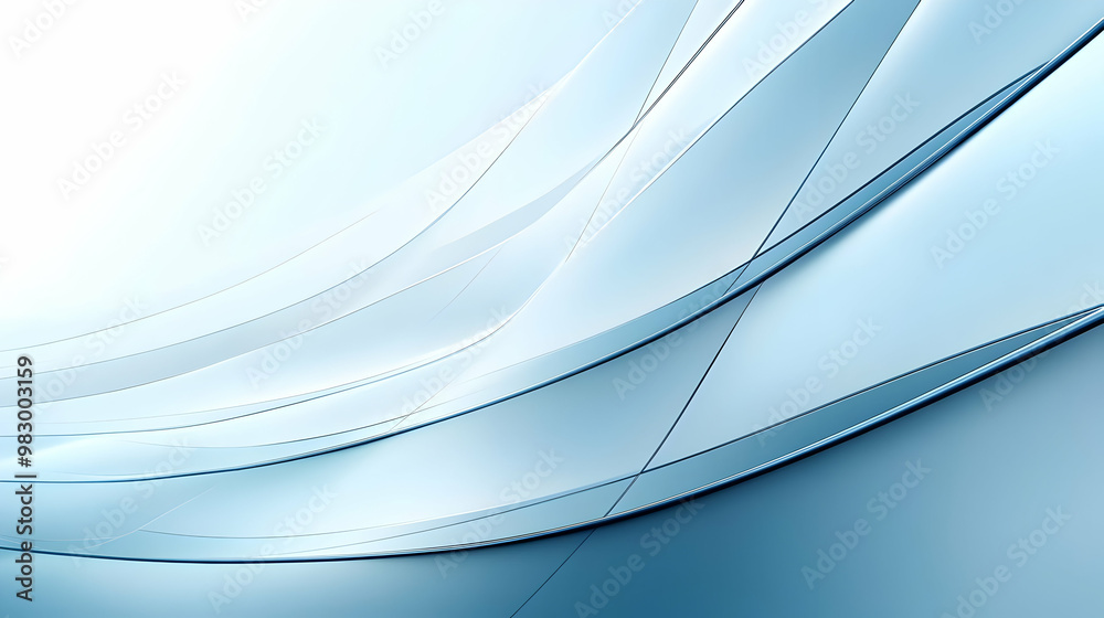 Wall mural abstract blue background with smooth lines and curves flowing gracefully across the frame.