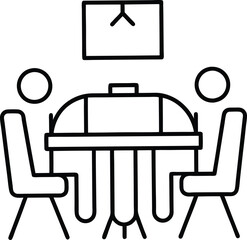 Vector Art of Office Meeting Icon Featuring Table and Chairs
