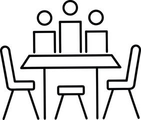 Fototapeta premium Table and Chairs Office Meeting Icon Vector for Design Projects 