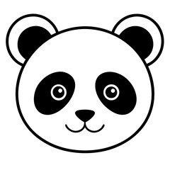 Fototapeta premium Panda Face Icon with Soft Rounded Lines in Black and White Vector Design