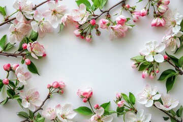 Obraz premium Floral composition forming a frame on white background