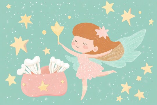 Enchanting tooth fairy: magical adventure with stars and wings