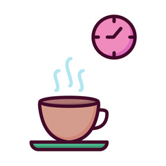 Coffee Break icon in linear color style. Coffee icon in linear color style
