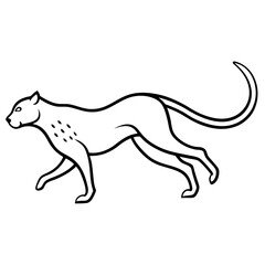 Cheetah Mid-Sprint Minimalist Line Art Vector