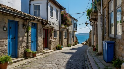 Obraz premium Historic Village by the Sea