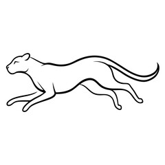 Cheetah Mid-Sprint Minimalist Line Art Vector