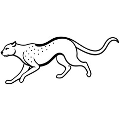 Cheetah Mid-Sprint Minimalist Line Art Vector