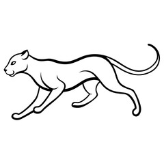 Cheetah Mid-Sprint Minimalist Line Art Vector