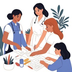 Fototapeta premium vector illustration of doctors putting together a structure