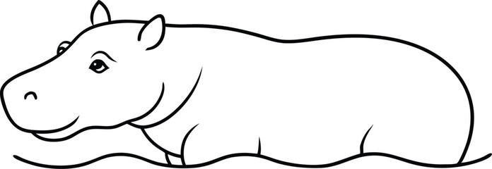 Hippo Playtime in the Cool River Waters with Vectors
