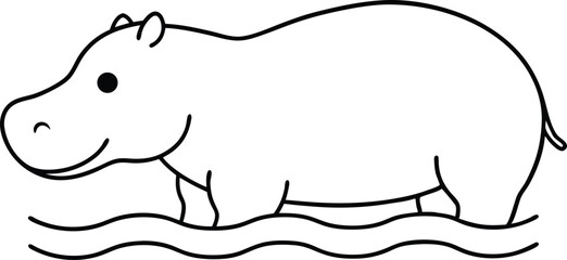 River's Embrace Half Submerged Hippo Coloring Delight
