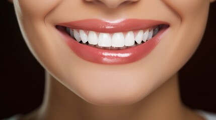 Fototapeta premium A close-up shot of a bright and healthy smile, emphasizing dental care and the confidence that comes with a beautiful set of teeth.