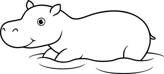 Little Hippo Learns to Float Splashing Adventures with Vector Illustration
