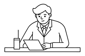 A man writes news line art vector illustration