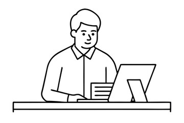 A man writes news line art vector illustration