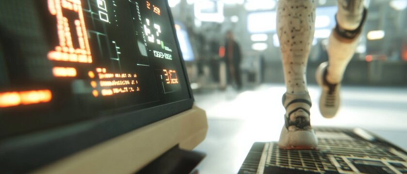 High-Tech Sports Prosthetic Limb in Motion at Tech Lab