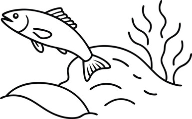 Obraz premium Bouncing Fish Excitement Vector Colors of Nature 