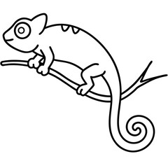 Minimalist Chameleon Climbing Branch Vector Art