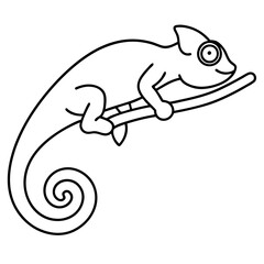 Minimalist Chameleon Climbing Branch Vector Art