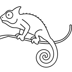 Minimalist Chameleon Climbing Branch Vector Art