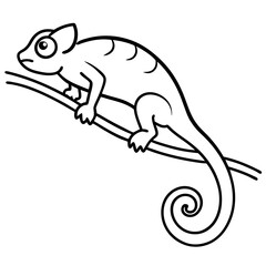 Minimalist Chameleon Climbing Branch Vector Art