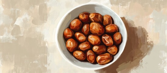 Top view of a bowl filled with fresh dates
