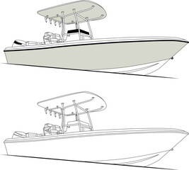 Fishing Boat Vector, Fishing Boat Images, Sport Fishing Boat Vector, Line Art, Vector Art, Flat Design, Fishing Illustration, Boat Vector, Silhouette Photo, Free Image Download