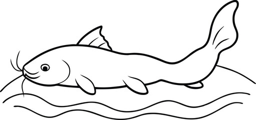 Riverbed Rest Catfish Coloring with Fun Vector Designs
