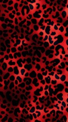 Obraz premium Leopard Skin Spots on Red Background, Abstract Image, Texture, Pattern Background, Wallpaper, Cover and Screen for Smartphone, PC, Laptop, 9:16 and 16:9 Format