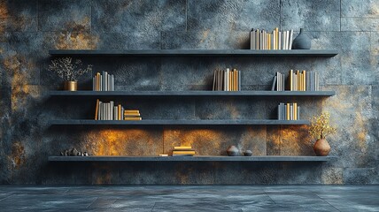 Modern Bookshelf Design with Subtle Light Effects