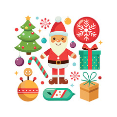 Set of Christmas ornament decoration vector art illustration on a white background