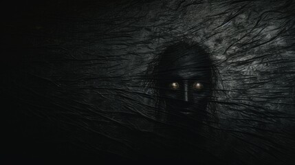 Scary wall background with sinister eyes, horror texture for background