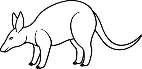 Curious Aardvark Sniffing the Earth Vector Art for Kids Coloring Book
