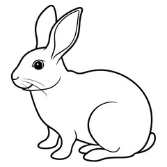 Minimalist Rabbit Line Drawing on White Canvas