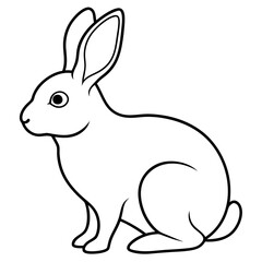 Minimalist Rabbit Line Drawing on White Canvas