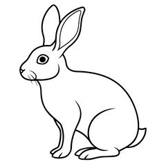 Minimalist Rabbit Line Drawing on White Canvas