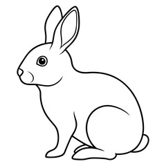 Minimalist Rabbit Line Drawing on White Canvas
