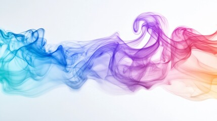 Fototapeta premium Colorful smoke swirls against a plain white backdrop.
