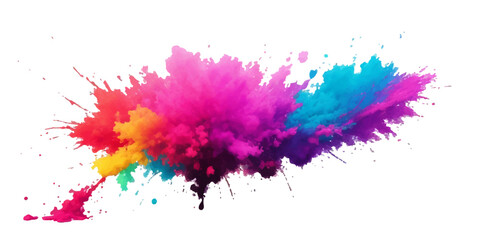 Multicolor powder explosion on White background. Colored cloud. Colorful dust explode. Paint Holi. colorful rainbow Holi paint color powder explosion with bright colors isolated white background.	