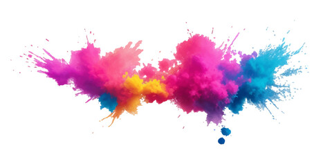 Multicolor powder explosion on White background. Colored cloud. Colorful dust explode. Paint Holi. colorful rainbow Holi paint color powder explosion with bright colors isolated white background.	