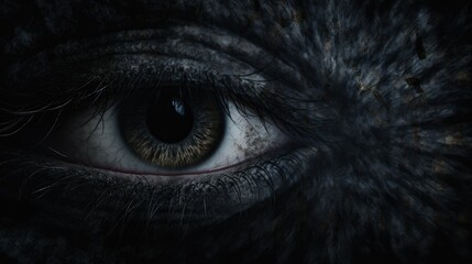 Obraz premium Scary wall background with sinister eyes, horror texture for background