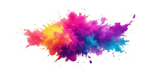 Multicolor powder explosion on White background. Colored cloud. Colorful dust explode. Paint Holi. colorful rainbow Holi paint color powder explosion with bright colors isolated white background.	